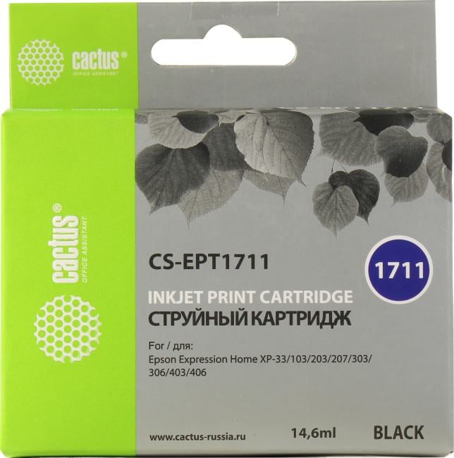 Картридж Cactus CS-EPT1711  Black  для  Epson XP-33/103/203/207/303/306/403/406