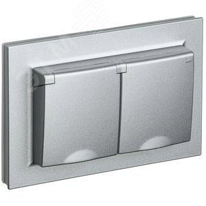 Розетка IEK BR-R26-16-44-K47-F 2-м СП BRITE РСбш12-3-44-БрА 16А в сборе IP44  с крышкой алюм.