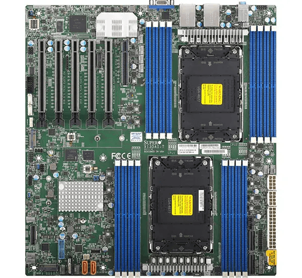Материнская плата Supermicro - X13DAI-T, E-ATX, Intel C741, 2xLGA 4677, 16xDDR5 до 4096ГБ, 2x10GbE, M.2, COM, VGA, 10xSATA, 4xUSB3.0, Bulk, MBD-X13DAI-T-B