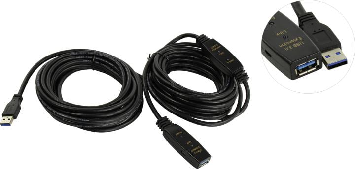 Кабель-удлинитель USB AOPEN ACU827A-10м, USB 3.0 A–A, 10м