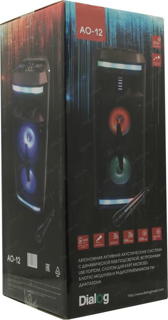 Колонки Dialog Oscar AO-12 (30W, microSD, USB,  Bluetooth, FM, Li-Ion)