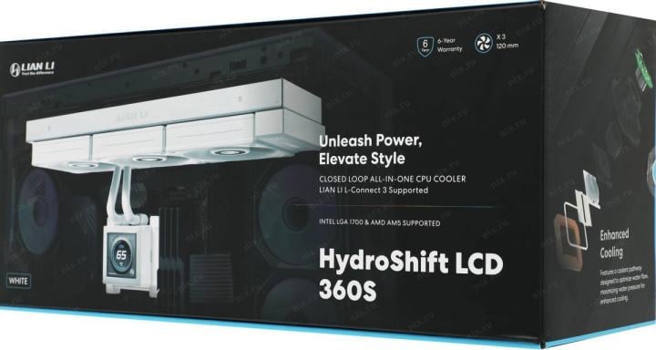 Система водяного охлаждения Lian Li HydroShift LCD 360S (HSLCD36SW  White) / 3x120mm PWM Fans  /  G89.GHSLCD36SW.R0