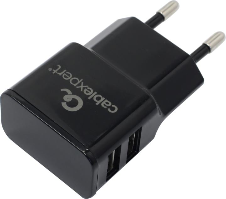 Зарядное устройство Cablexpert MP3A-PC-12, 2×USB, 2.1A, черный