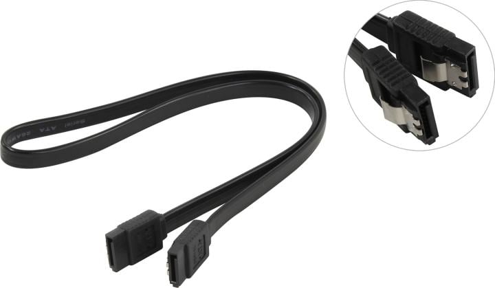 Шлейф 5bites SATA-SATA 2.0, прямой, 50см, черный (SATA2-750S-BK)