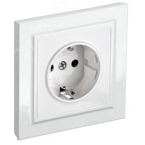 Розетка IEK BR-R14-16-K01-F BRITE РСР14-1-0-БрБ 16А в сборе с заземл.  защ. шторки белая