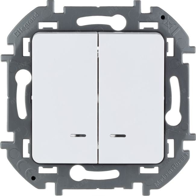 Legrand Inspiria <673630> Выключатель (2клав., внутр., без рамки,  с подсветкой, белый)