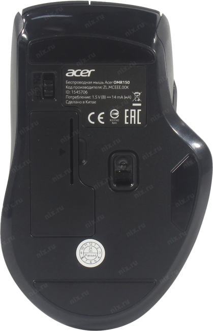 Acer Wireless Optical Mouse OMR150 <ZL.MCEEE.00K>  (RTL) USB 6btn+Roll