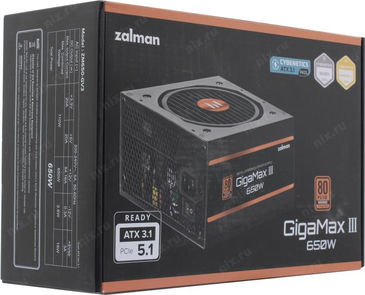Блок питания Zalman ZM650-GV3  650W ATX (24+2x4+16+2x6/8пин)