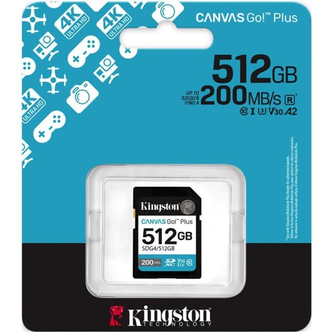 Kingston SDG4/512GB Карта памяти 512G SDXC Go  Plus  G4  200R V30