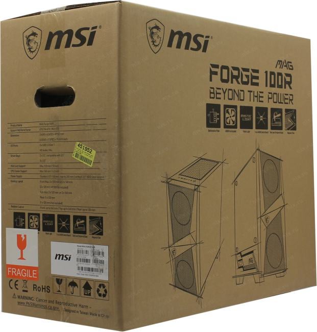 Miditower MSI <MAG FORGE 100R>  ATX без БП, с  окном  <306-7G03R24/21-809>