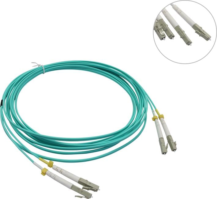 Патч-корд Hyperline FC-D2-503-LC/PR-LC/PR-H-5M-LSZH-AQ, LC-LC, OM3, 5м