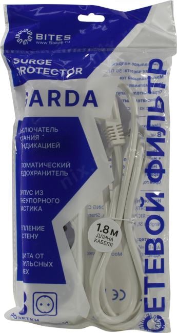 Сетевой фильтр 5bites <SP3W-518> White <1.8м> ( 3  розетки  )