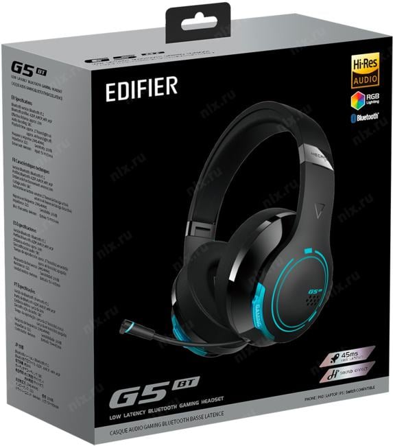 Наушники с микрофоном Edifier G5BT черный мониторные  BT  оголовье