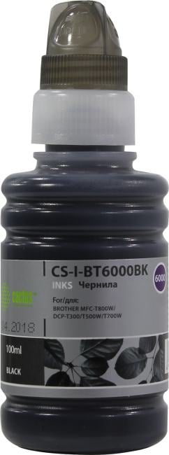 Чернила Cactus CS-I-BT6000BK Black для  Brother  MFC-T800W,  DCP-T300/T500W/T700W (100мл)