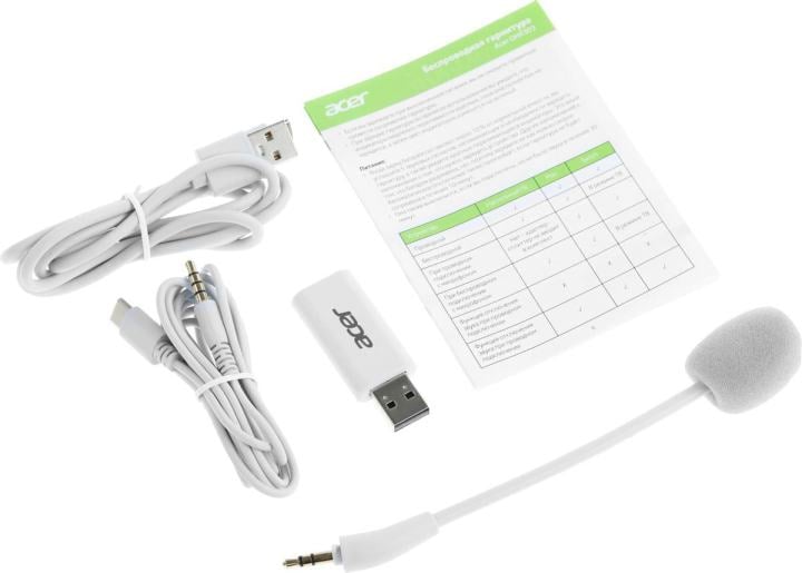 Наушники с микрофоном Acer OHR303 белый мониторные BT/Radio/3.5mm  оголовье  (ZL.HDSEE.00A)