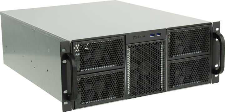 Корпус серверный Procase - RE411, mITX, mATX, ATX, E-ATX, 17х3.5", 2xUSB3.0, Rack, 4U, без БП, max - 2 БП, цвет чёрный, RE411-D0H17-E-55