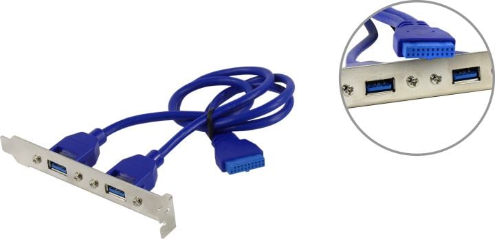 Cablexpert <CC-USB3-RECEPTACLE> Планка портов в корпус 2 Port  USB  3.0