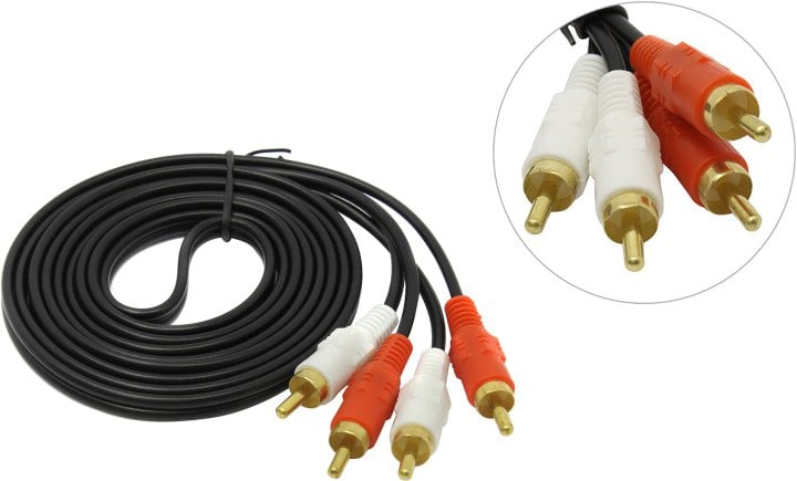 Кабель аудио Exegate EX254083RUS 2.0 м, 2xRCA - 2xRCA, позолоченные разъемы