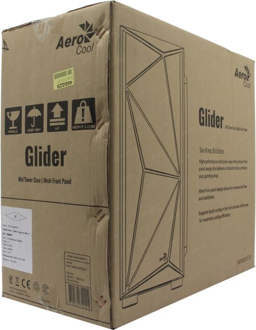 Miditower Aerocool <Glider Cosmo-G-BK-v1>  ATX без БП