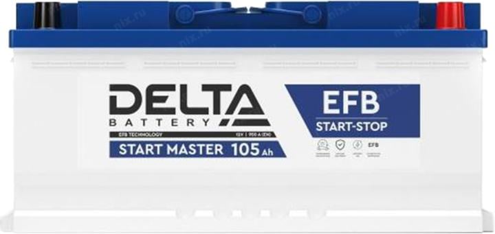 3401010420014 Аккумулятор Delta START MASTER EFB 12105 105Ah 12В, пусковой ток 950,  ДхШхВ:  393x175x190мм,  L6, Полярност