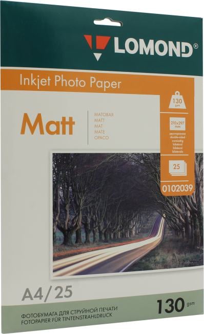 Фотобумага Lomond 0102039, A4, 130 г/м², матовая, 25 листов