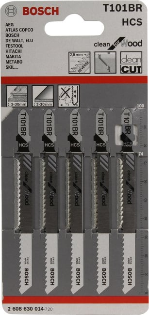 Bosch T101BR <2608630014> Набор пилок для лобзика  (дерево, 5 шт)