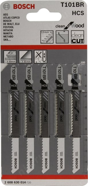 Bosch T101BR <2608630014> Набор пилок для лобзика  (дерево, 5 шт)