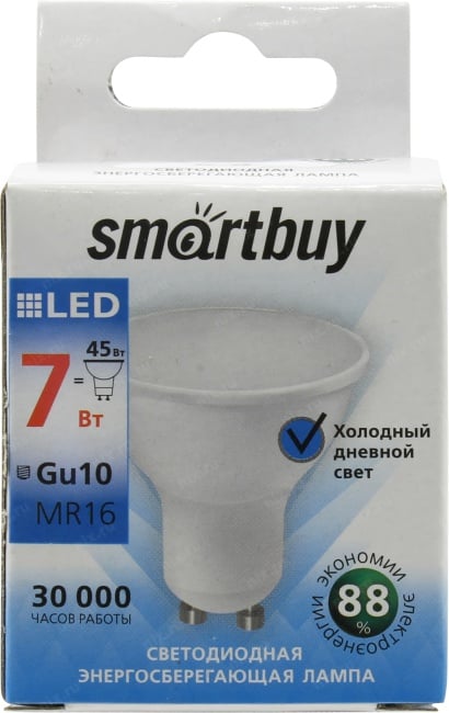 Smartbuy <SBL-GU10-07-60K-N> (GU10,  6000К, 7Вт, 160-240В)