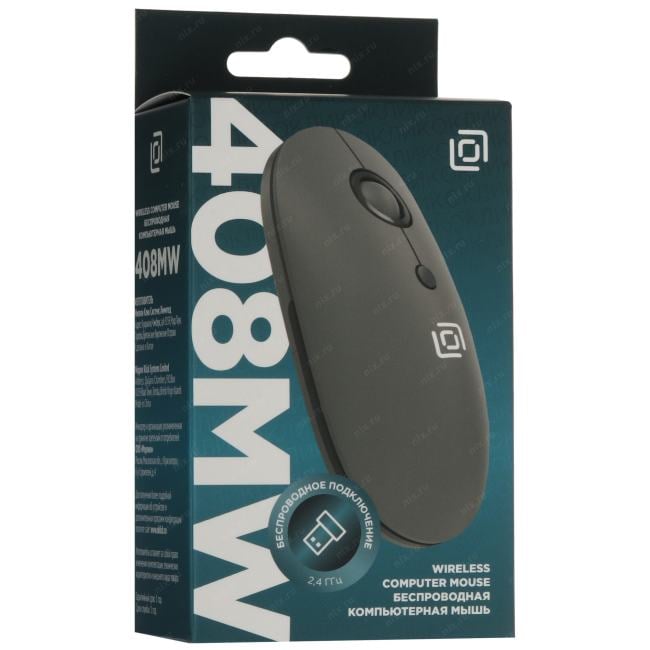OKLICK Wireless Optical Mouse <408MW> <Grey> (RTL)  USB 4btn+Roll <2007533>