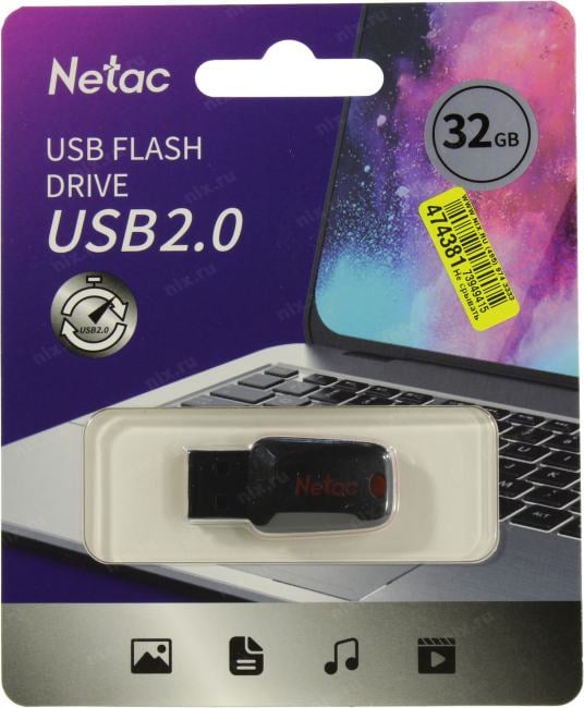 Netac <NT03U197N-032G-20BK> USB2.0 Flash  Drive 32Gb (RTL)
