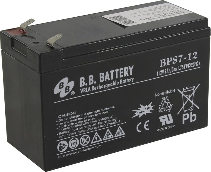 Аккумулятор B.B. Battery BPS7-12 (12V,  7Ah) для UPS