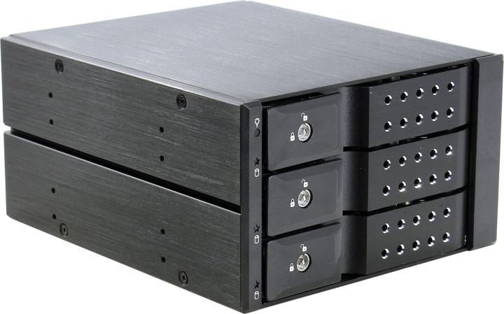 Procase T3-203-SATA3-BK {Hot-swap корзина 3 SATA3/SAS 6Gb (черный) hotswap trayless aluminium mobie rack module (2x5,25) 1xFAN 80x15mm}