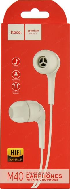 Наушники с микрофоном Hoco M40  White (шнур 1.2м)