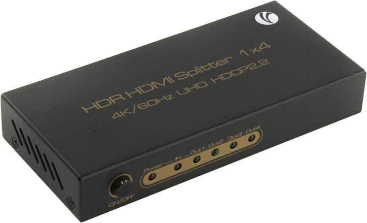 VCOM <DD424> HDMI Splitter (1in -> 4ou,  ver2.0t) + б.п.