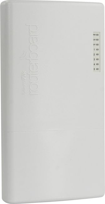 Маршрутизатор MikroTik PowerBox Pro with 800MHz CPU, 128MB RAM, 5x Gigabit LAN (four with PoE out), SFP cage, RouterOS L4, outdoor case, PSU, PoE, mounting set