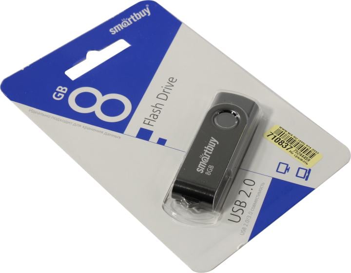 USB-флешка SmartBuy SB008GB2TWK, 8GB, Twist, черно-серая