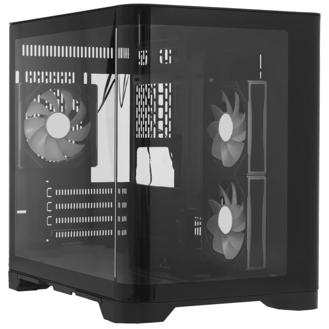 Корпус для ПК 1STPLAYER - UVIEW UV5 ARGB, mITX, mATX, 2х2.5", 1х3.5", 2xUSB3.0, Mini Tower, без БП, цвет чёрный, UV5-BK-2FC7R-1FC7