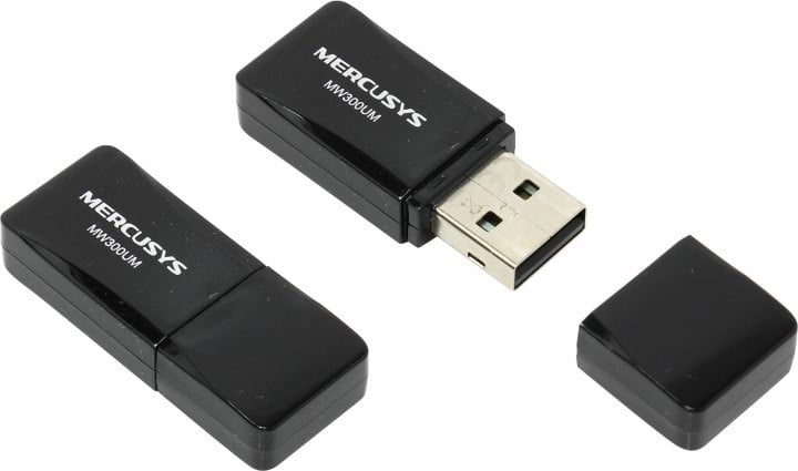 Mercusys MW300UM 4.0 Мини Wi-Fi USB-адаптер N300, до 300 Мбит/с на 2,4 ГГц, USB 2.0, 2 встроенные антенны