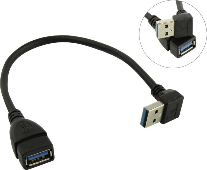 Кабель-переходник KS-is KS-401O, USB 3.0 AM–AF, Г-образный