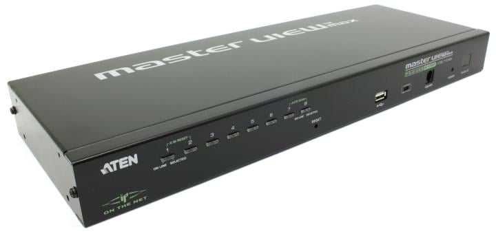 ATEN <CS1708i> 1U 8-port 1-User PS/2-USB KVM on  the  NET(кл-ра+мышьUSBилиPS/2+VGA15pin+LAN,  2 кабеля)
