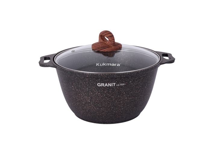 Кастрюля 4л KUKMARA Granit ultra кго42а черный 4 л, черный, алюминий, антипригарное покрытие, крышка стекло