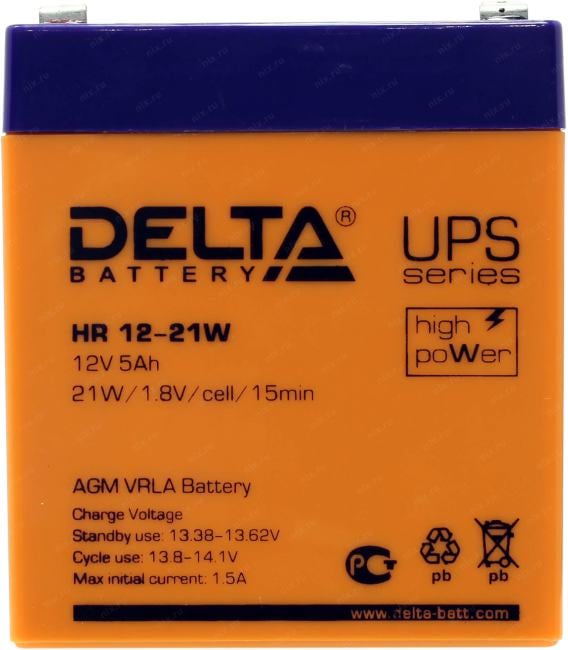 Аккумулятор Delta HR 12-21W (12V,  5Ah) для UPS