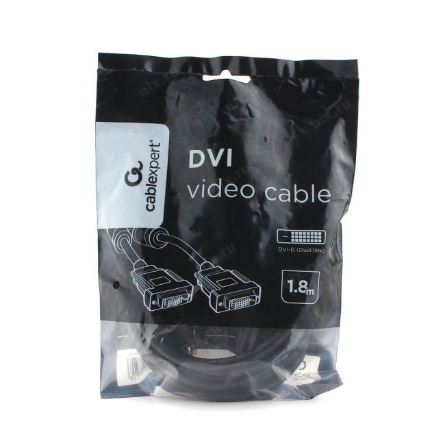 Кабель DVI-D dual link Cablexpert CC-DVI2L-BK-6, 25M/25M, 1.8м, CCS,  черный,  экран,  феррит.кольца, пакет