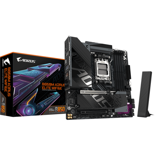 Слито в арт.909177!!! Материнская плата Gigabyte B850M AORUS ELITE WIFI6E SocketAM5 AMD B850 mATX AC`97  8ch(7.1) 2.5Gg RAID+DP