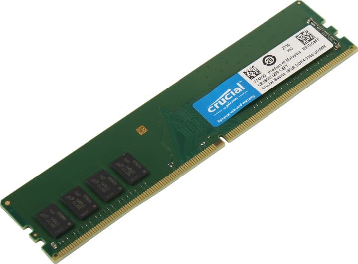 Оперативная память для компьютера 16Gb (1x16Gb) PC4-25600 3200MHz DDR4 DIMM CL19 Crucial CB16GU3200 CB16GU3200