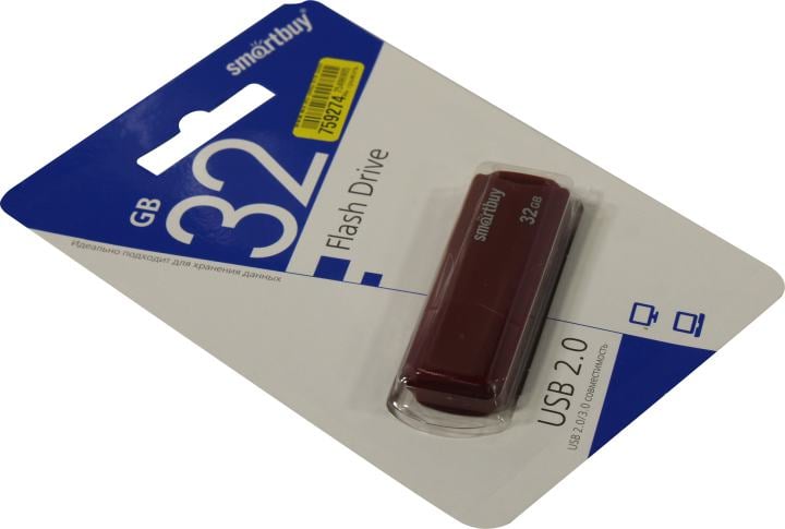 Флешка USB SmartBuy CLUE Burgundy (SB32GbCLU-BG), 32Gb, USB 3.1, R/W 40/25, красный