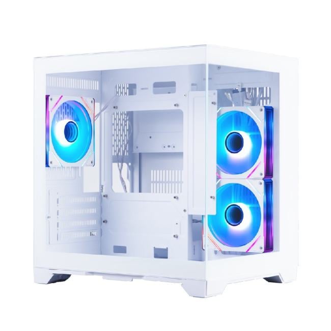 Корпус 1STPLAYER MEGAVIEW MV5-TP ARGB White / mATX / 3x120mm ARGB  fans / MV5-TP-WH-2FC7R-W-1FC7-W