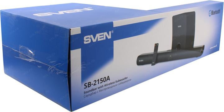 Колонки SVEN SB-2150A Black (саундбар 2x40W+Wireless Subwoofer 100W дерево,  USB, Bluetooth, ПДУ)
