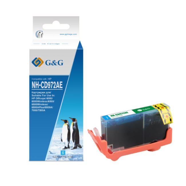 Картридж струйный G&G GG-CD972AE голубой (14.6мл) для  HP Officejet 6000/6000Wireless/6500/6500Wireless