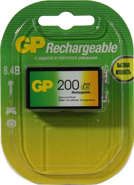 Аккумулятор GP 20R8H-2CRU1 (8.4V, 200mAh)  NiMh, типа "Крона"
